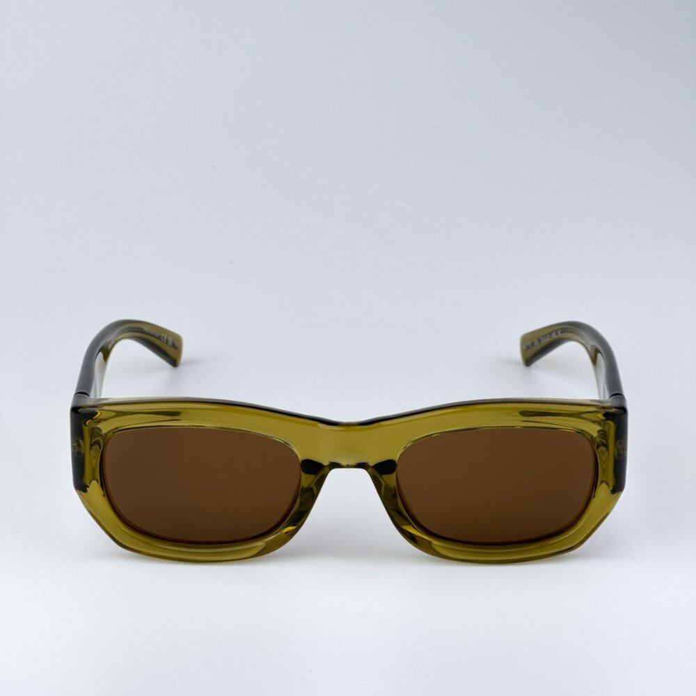 Saint Laurent Sl713 004 Brand New Sunglasses Acid Green Brown Rectangle Unisex